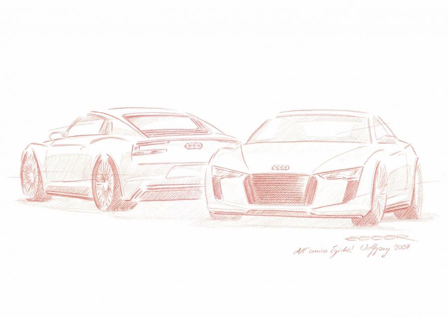Эскиз Audi e-Tron Detroit Showcar 2010 года  (фото 58 из 109)